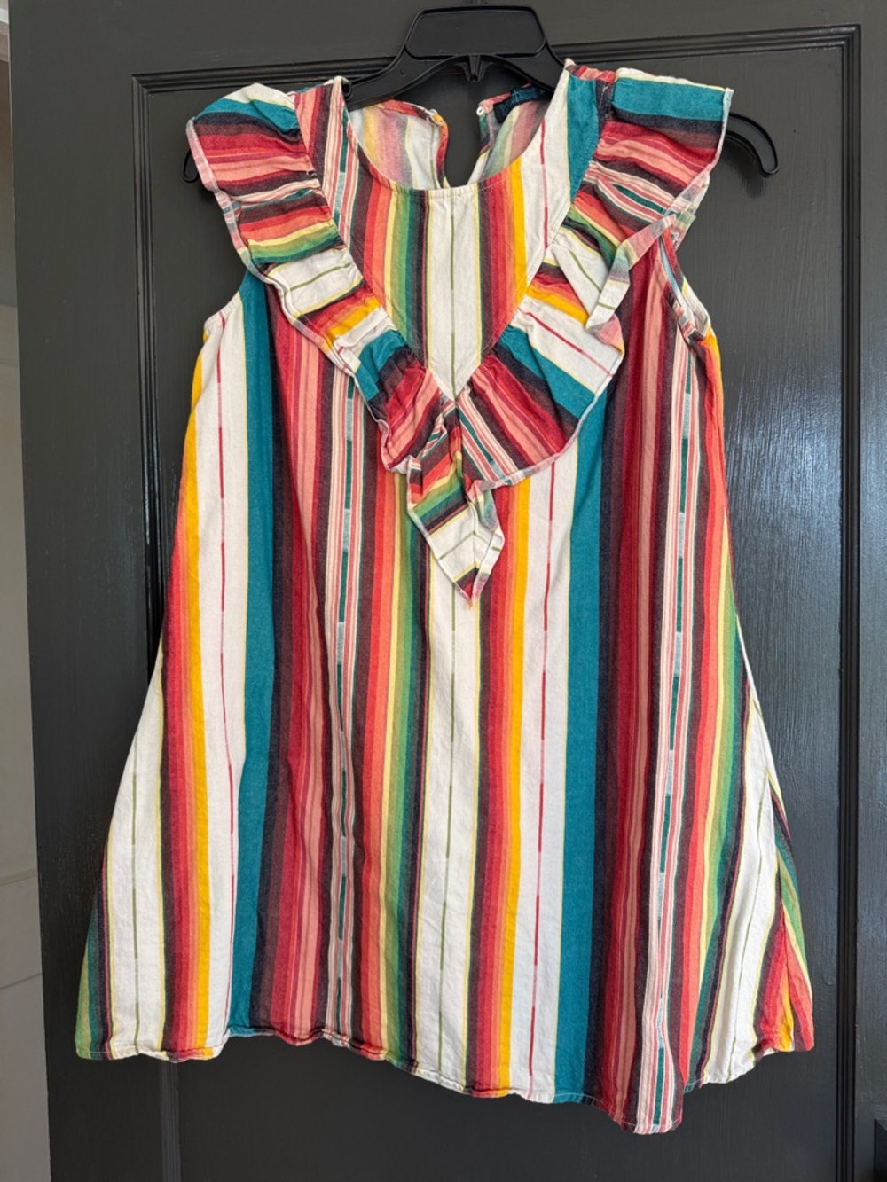 Multicolor Stripe Ruffle-Front Mini Dress